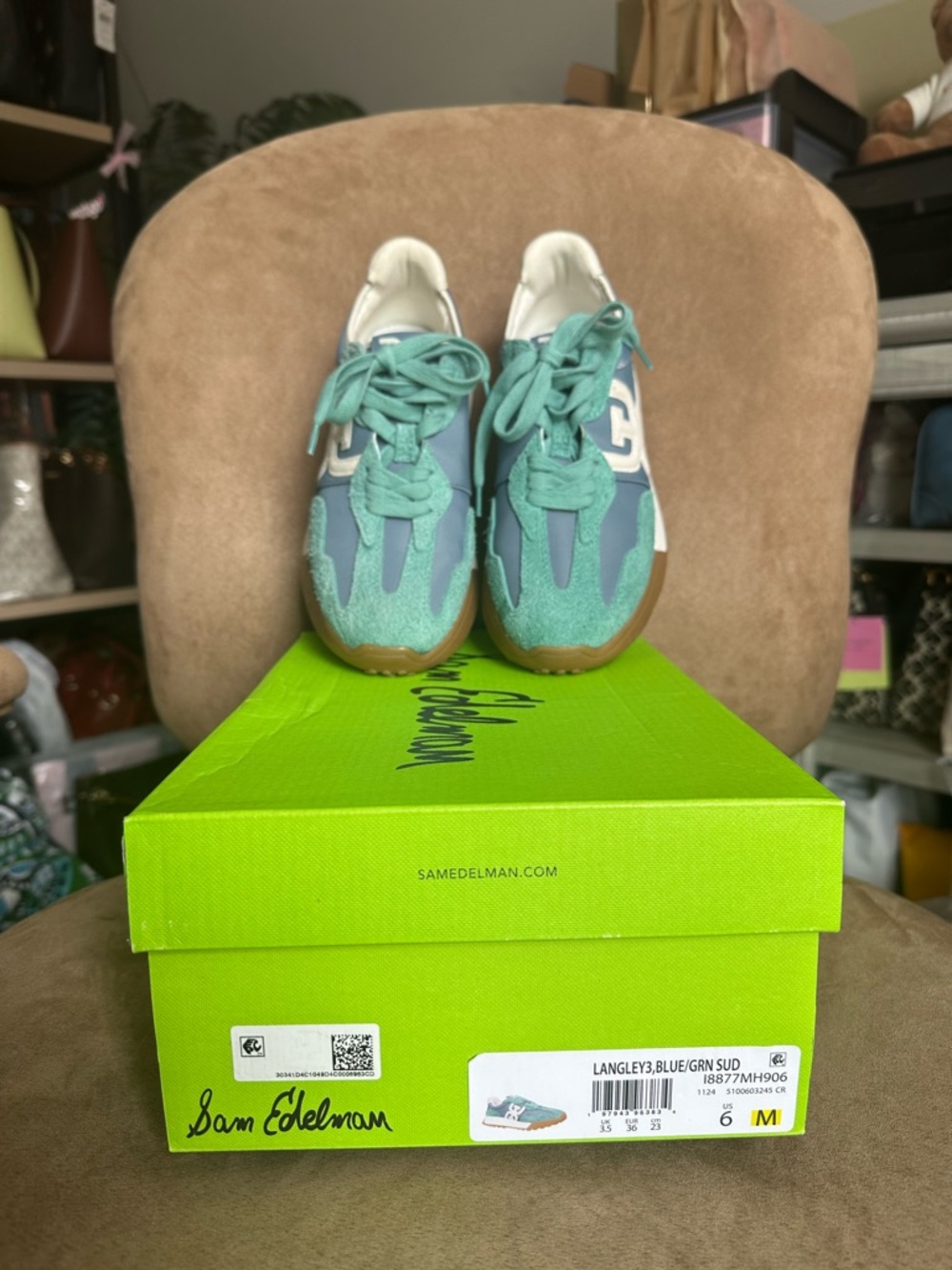 Sam Edelman Langley3 Light Teal & Blue Casual Sneakers New in Box - Picture 4 of 10